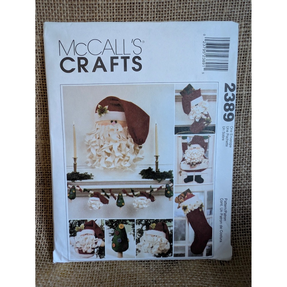 McCall's Crafts 2389 Santa Christmas Stocking Ornament Garland Sewing Pattern